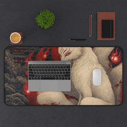 Kyuubi No Kitsune In Moonlight - Japanese Mythology Gaming Desk Mat - Moikas