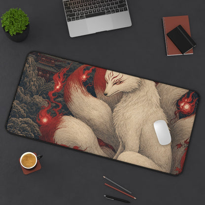 Kyuubi No Kitsune In Moonlight - Japanese Mythology Gaming Desk Mat - Moikas