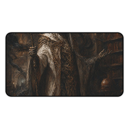 Lich In Underground Library - Dark Fantasy Gaming Desk Mat - Moikas