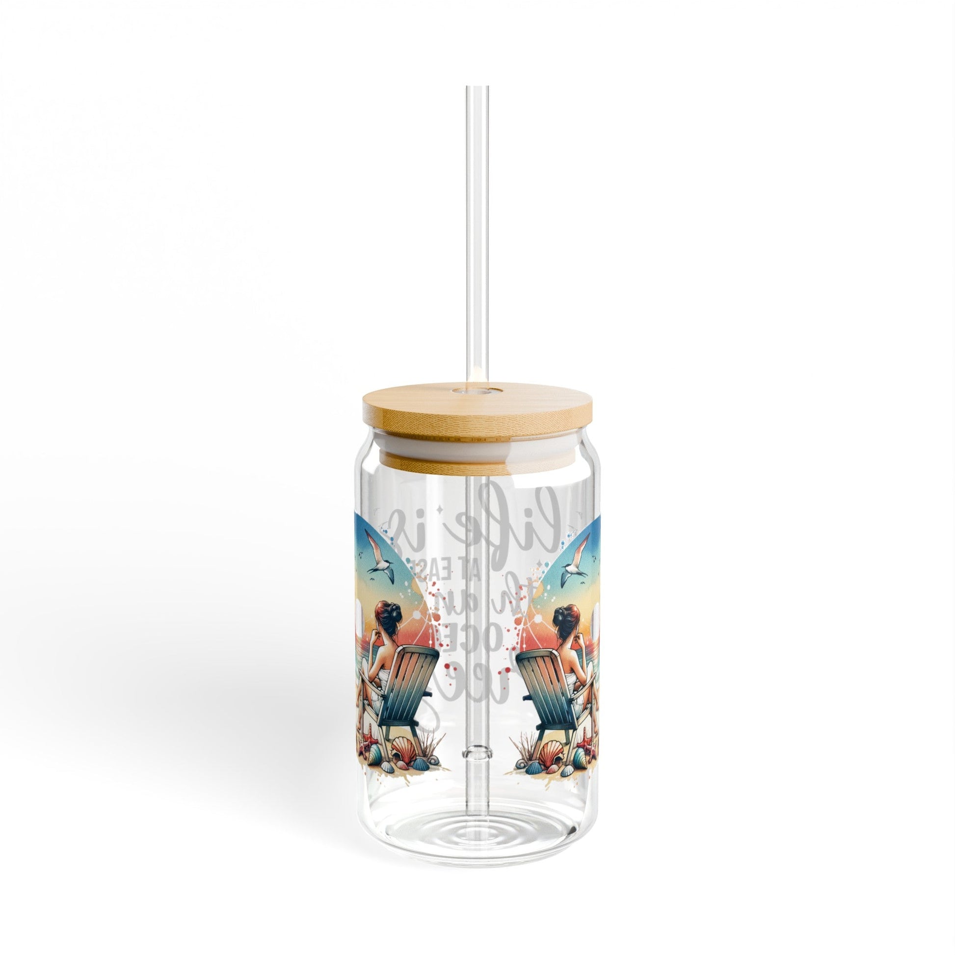 Life is at Ease with an Ocean Breeze | Glass Tumbler (16oz) - Moikas