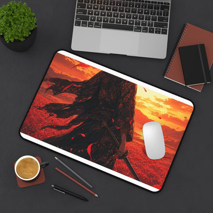 Lone Samurai And Red Spider Lilies - Anime Manga Gaming Desk Mat - Moikas