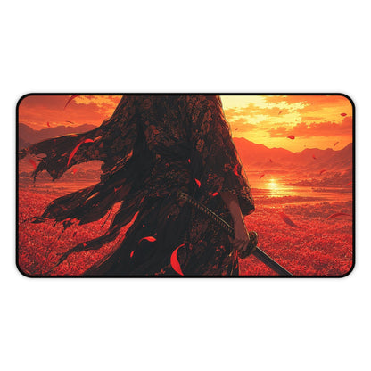 Lone Samurai And Red Spider Lilies - Anime Manga Gaming Desk Mat - Moikas