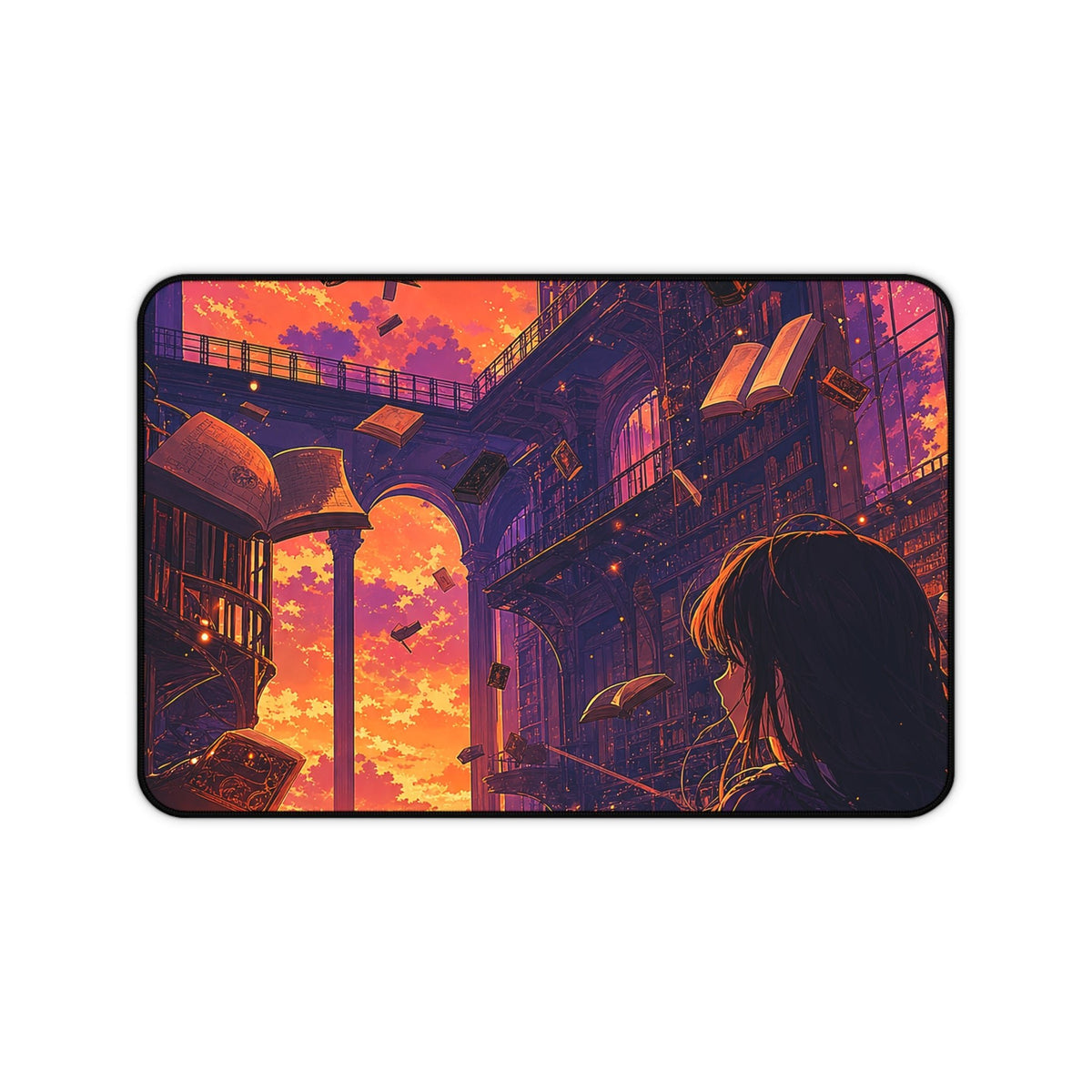Magical Library With Floating Books - Anime Manga Gaming Desk Mat - Moikas