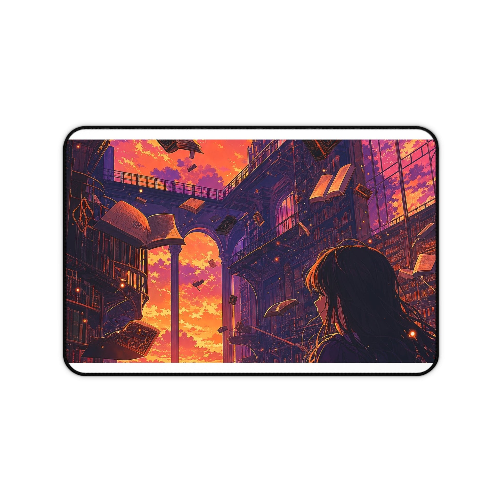 Magical Library With Floating Books - Anime Manga Gaming Desk Mat - Moikas