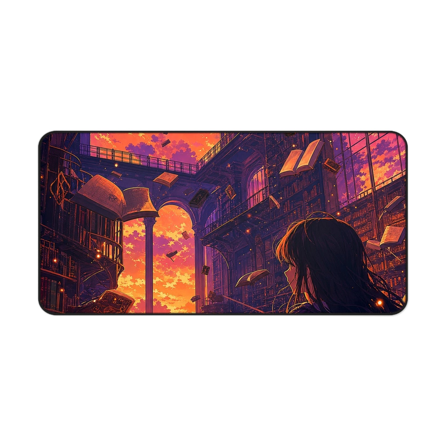 Magical Library With Floating Books - Anime Manga Gaming Desk Mat - Moikas