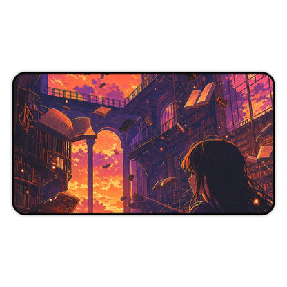 Magical Library With Floating Books - Anime Manga Gaming Desk Mat - Moikas