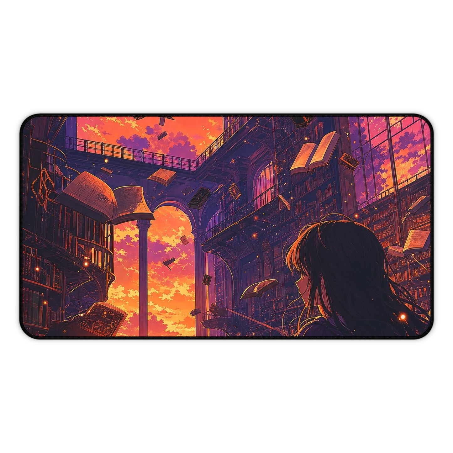 Magical Library With Floating Books - Anime Manga Gaming Desk Mat - Moikas