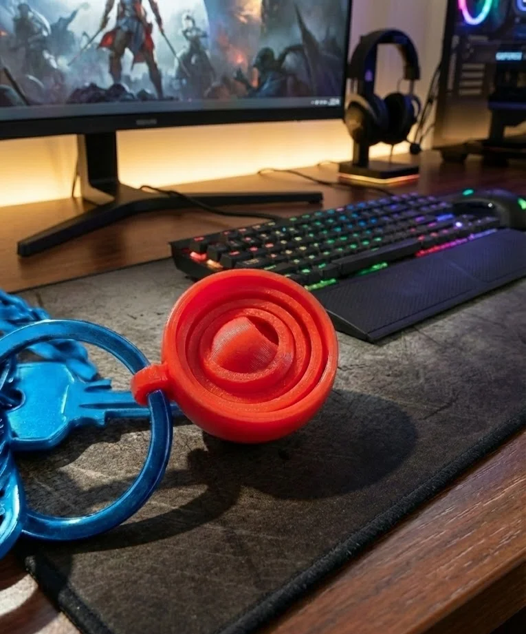 Mini Gyro Fidget Keychain - 5 Ring Pocket Sensory Toy, 3D Printed EDC Stress Relief - Moikas