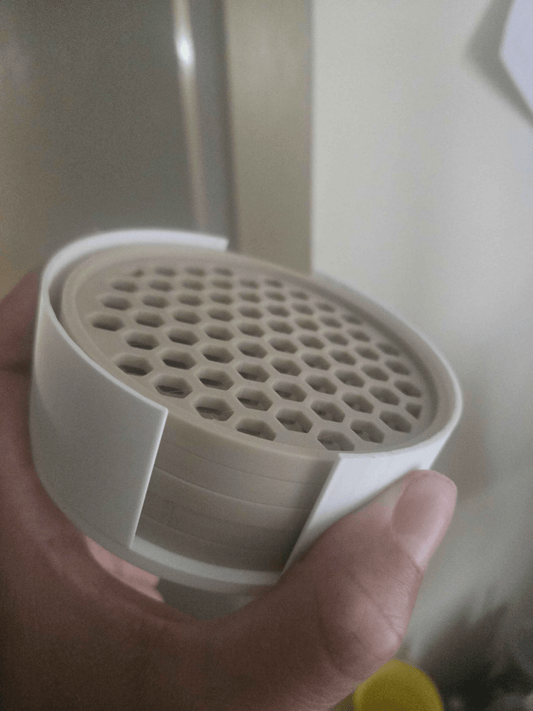 Modern Honeycomb Coaster Set with Holder - 3D Printed Geometric Decor - Moikas