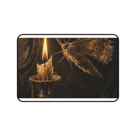 Moth Drawn To Candle Flame - Dark Academia Gaming Desk Mat - Moikas
