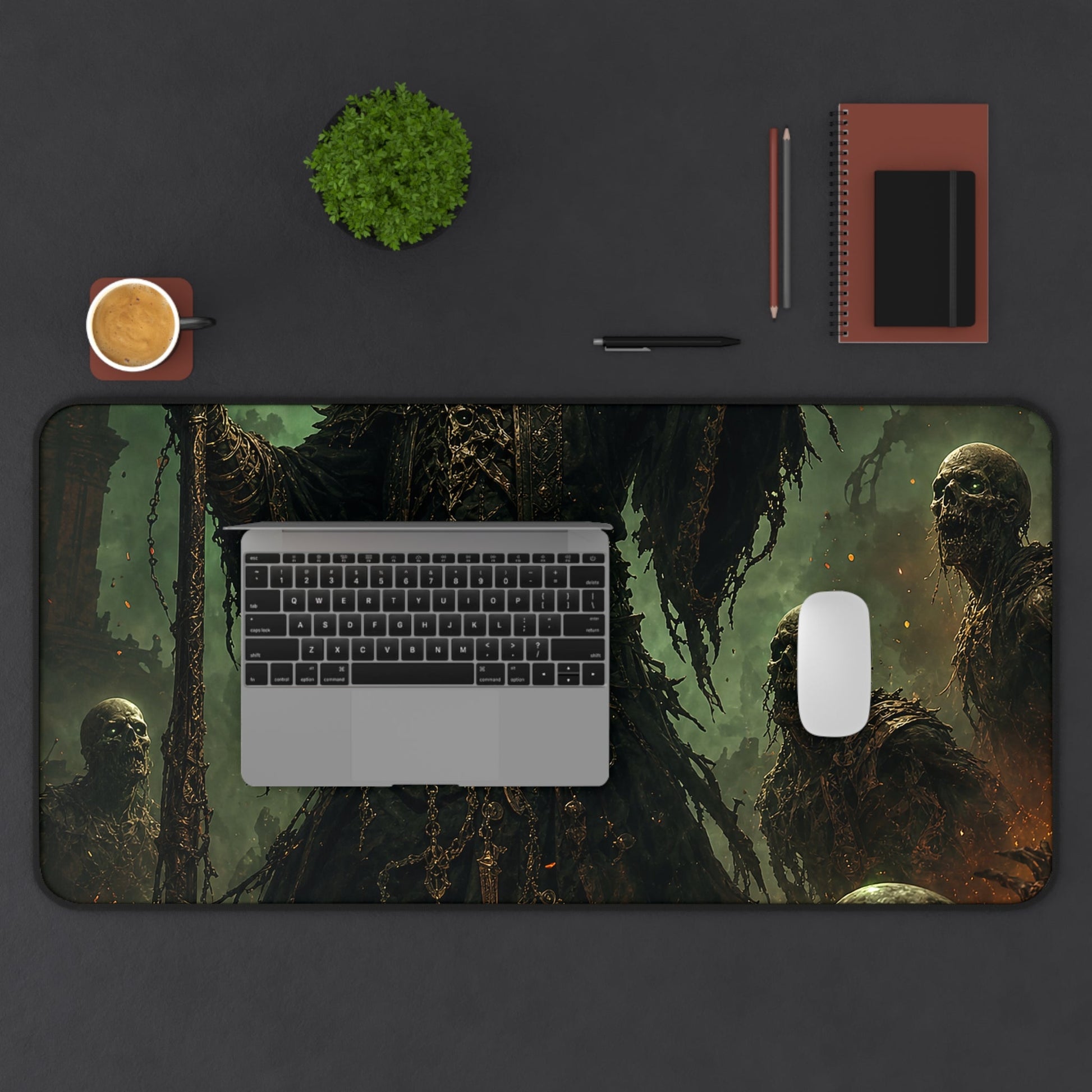 Necromancer Raising The Dead - Dark Fantasy Gaming Desk Mat - Moikas