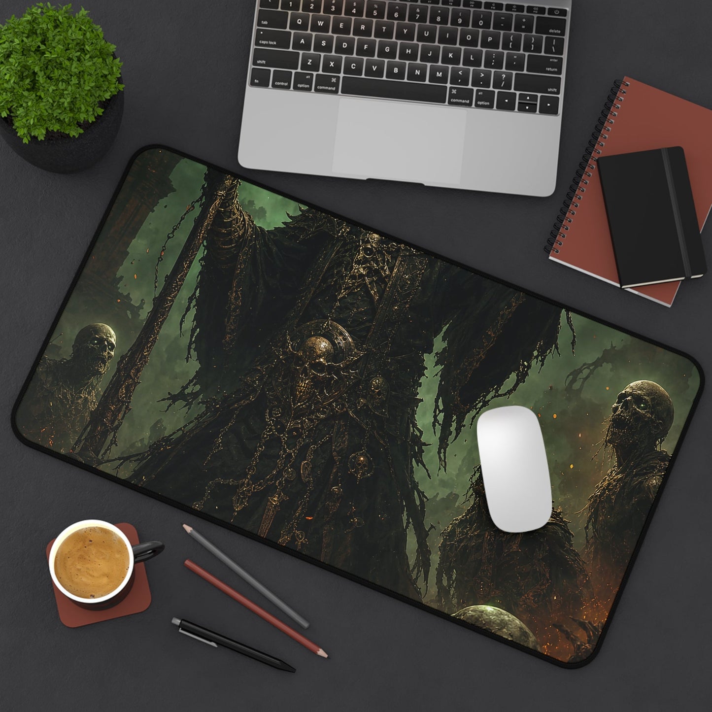 Necromancer Raising The Dead - Dark Fantasy Gaming Desk Mat - Moikas