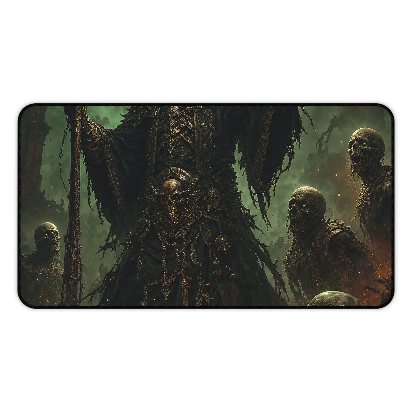 Necromancer Raising The Dead - Dark Fantasy Gaming Desk Mat - Moikas