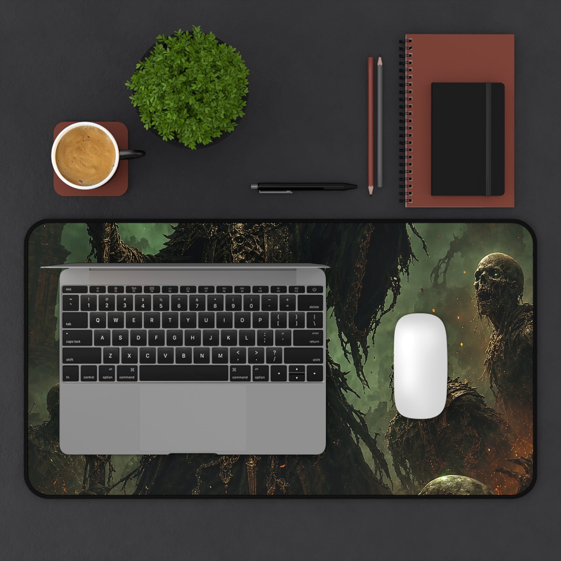 Necromancer Raising The Dead - Dark Fantasy Gaming Desk Mat - Moikas