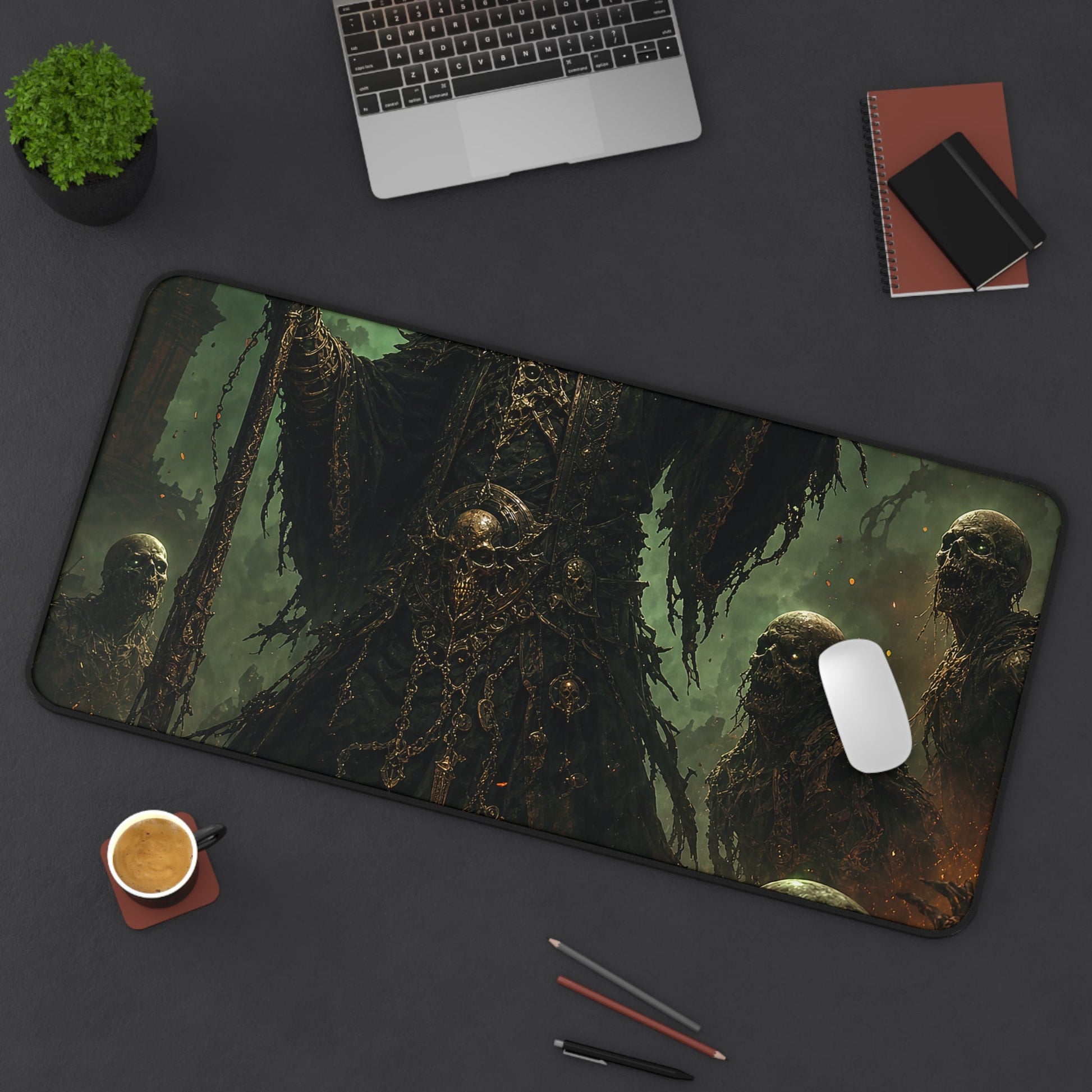 Necromancer Raising The Dead - Dark Fantasy Gaming Desk Mat - Moikas
