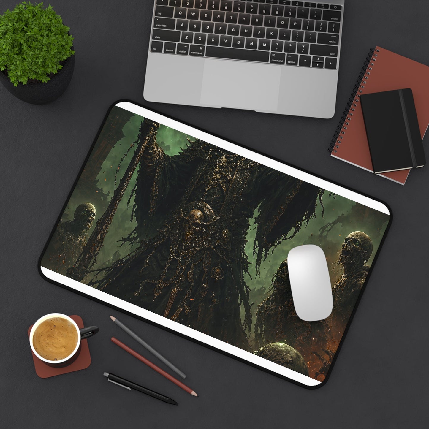 Necromancer Raising The Dead - Dark Fantasy Gaming Desk Mat - Moikas