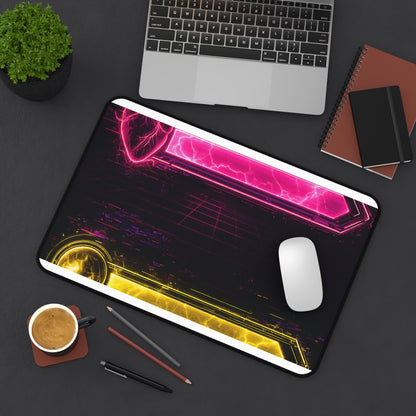Neon Health Bar And Manbar - Gaming Culture Gaming Desk Mat - Moikas