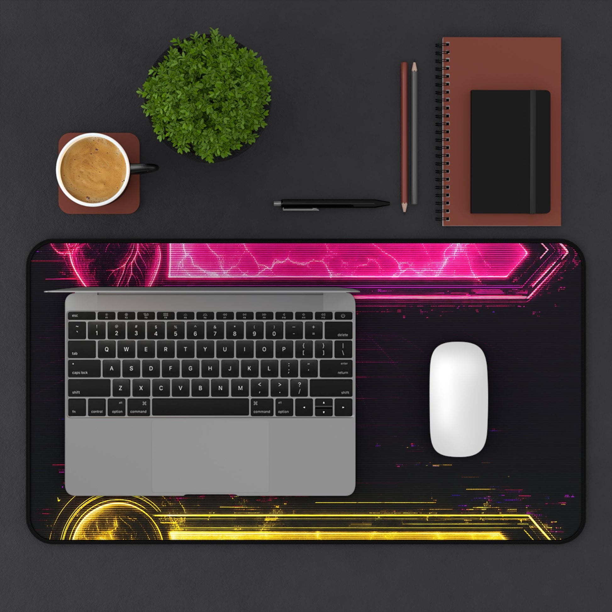 Neon Health Bar And Manbar - Gaming Culture Gaming Desk Mat - Moikas