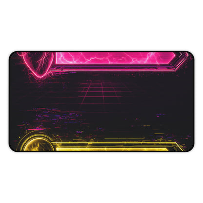 Neon Health Bar And Manbar - Gaming Culture Gaming Desk Mat - Moikas