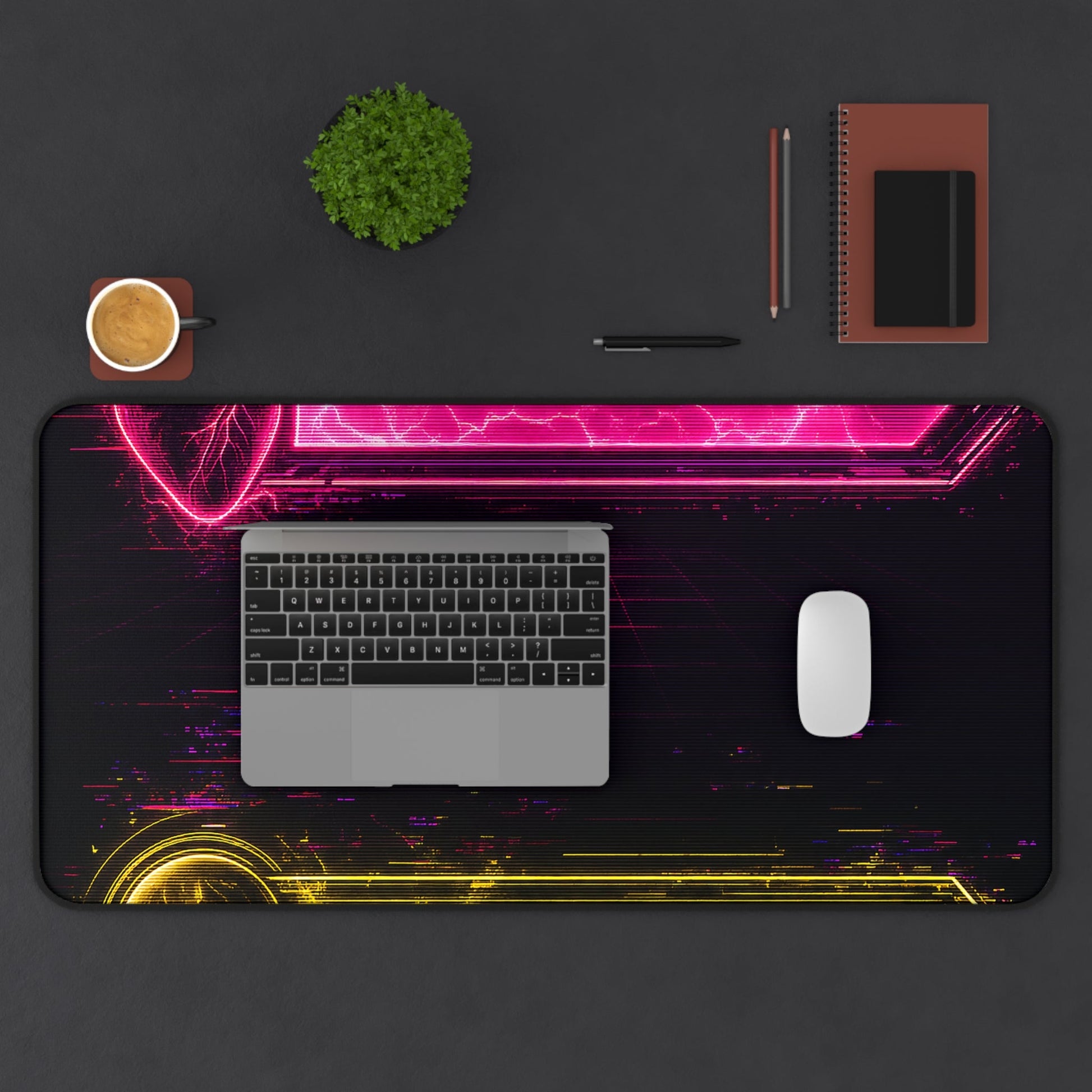 Neon Health Bar And Manbar - Gaming Culture Gaming Desk Mat - Moikas