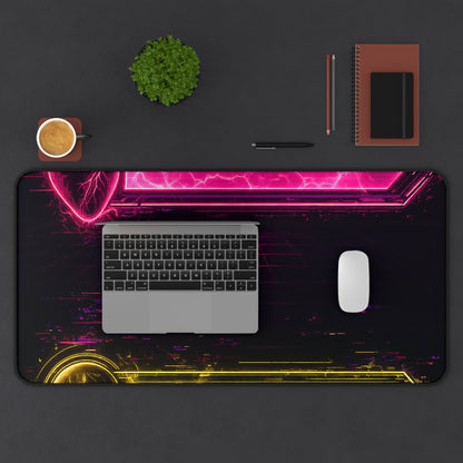 Neon Health Bar And Manbar - Gaming Culture Gaming Desk Mat - Moikas