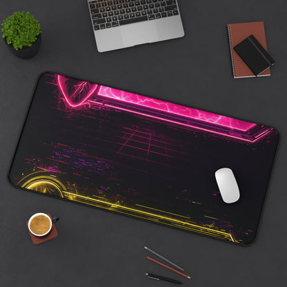 Neon Health Bar And Manbar - Gaming Culture Gaming Desk Mat - Moikas