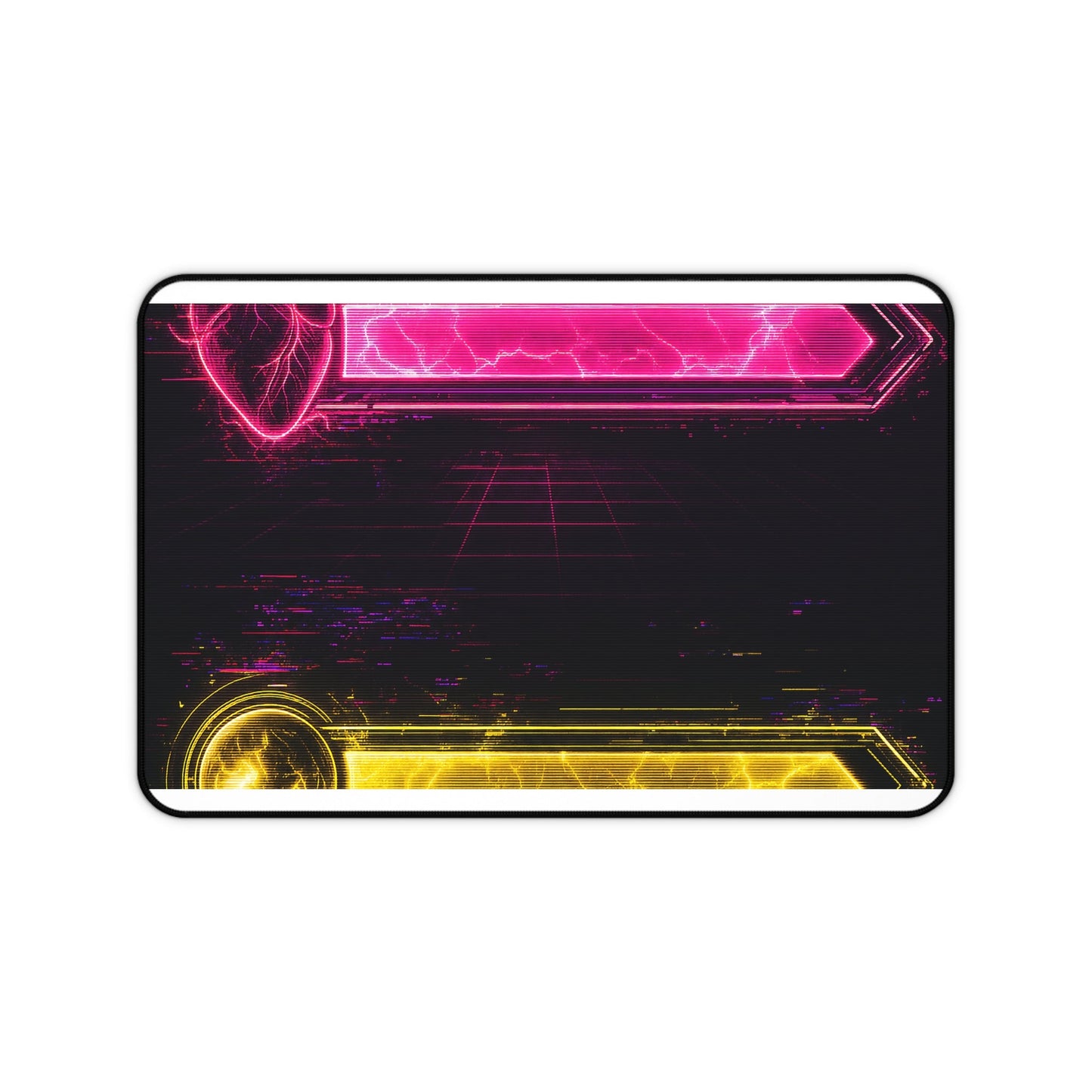Neon Health Bar And Manbar - Gaming Culture Gaming Desk Mat - Moikas