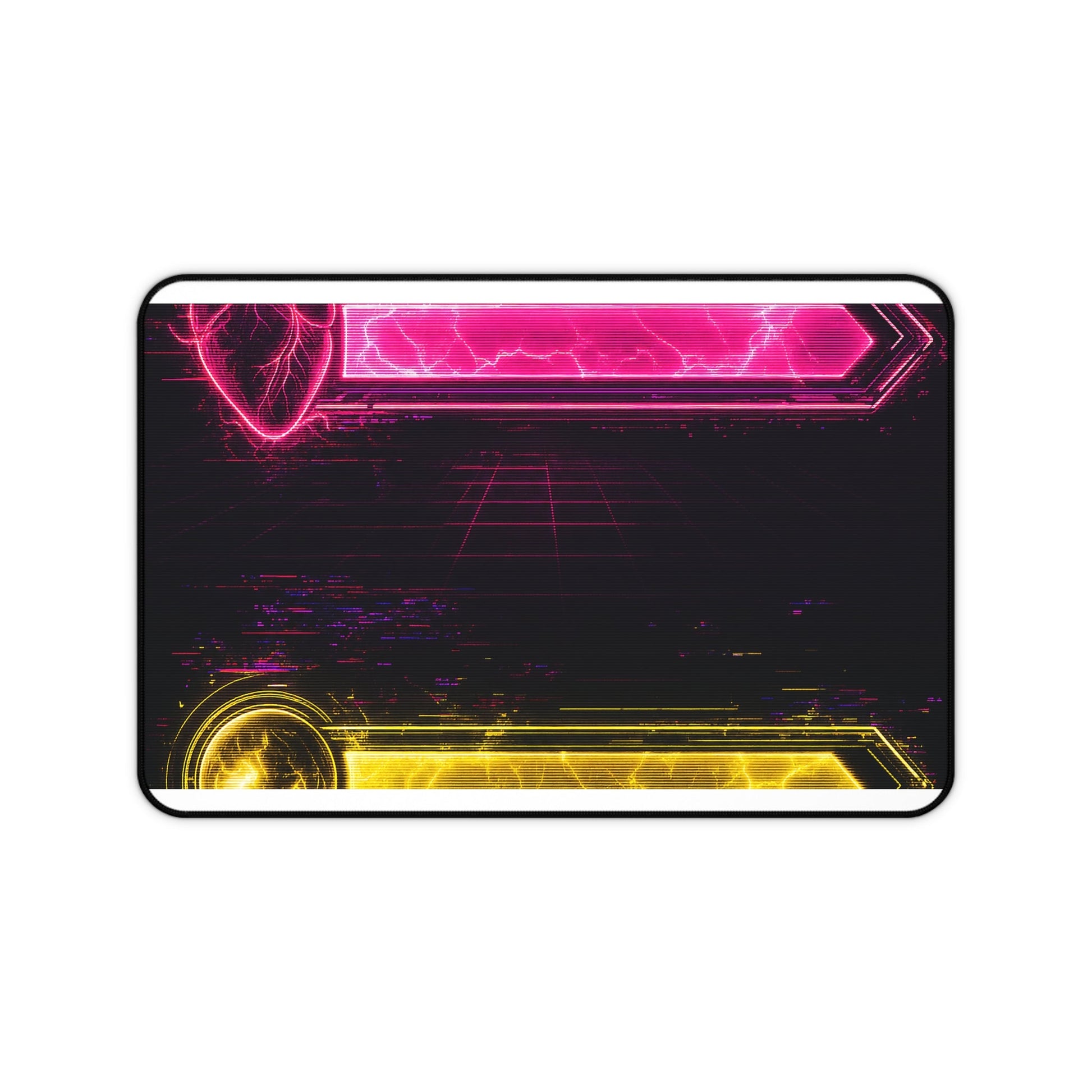 Neon Health Bar And Manbar - Gaming Culture Gaming Desk Mat - Moikas