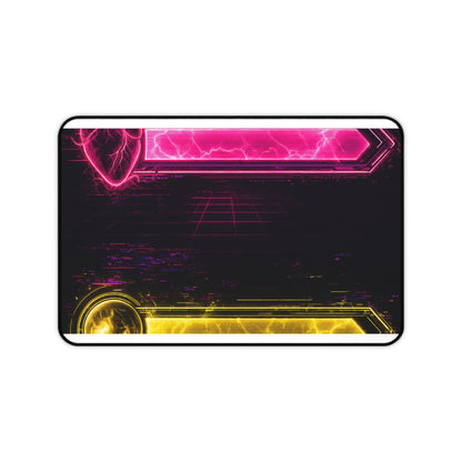 Neon Health Bar And Manbar - Gaming Culture Gaming Desk Mat - Moikas