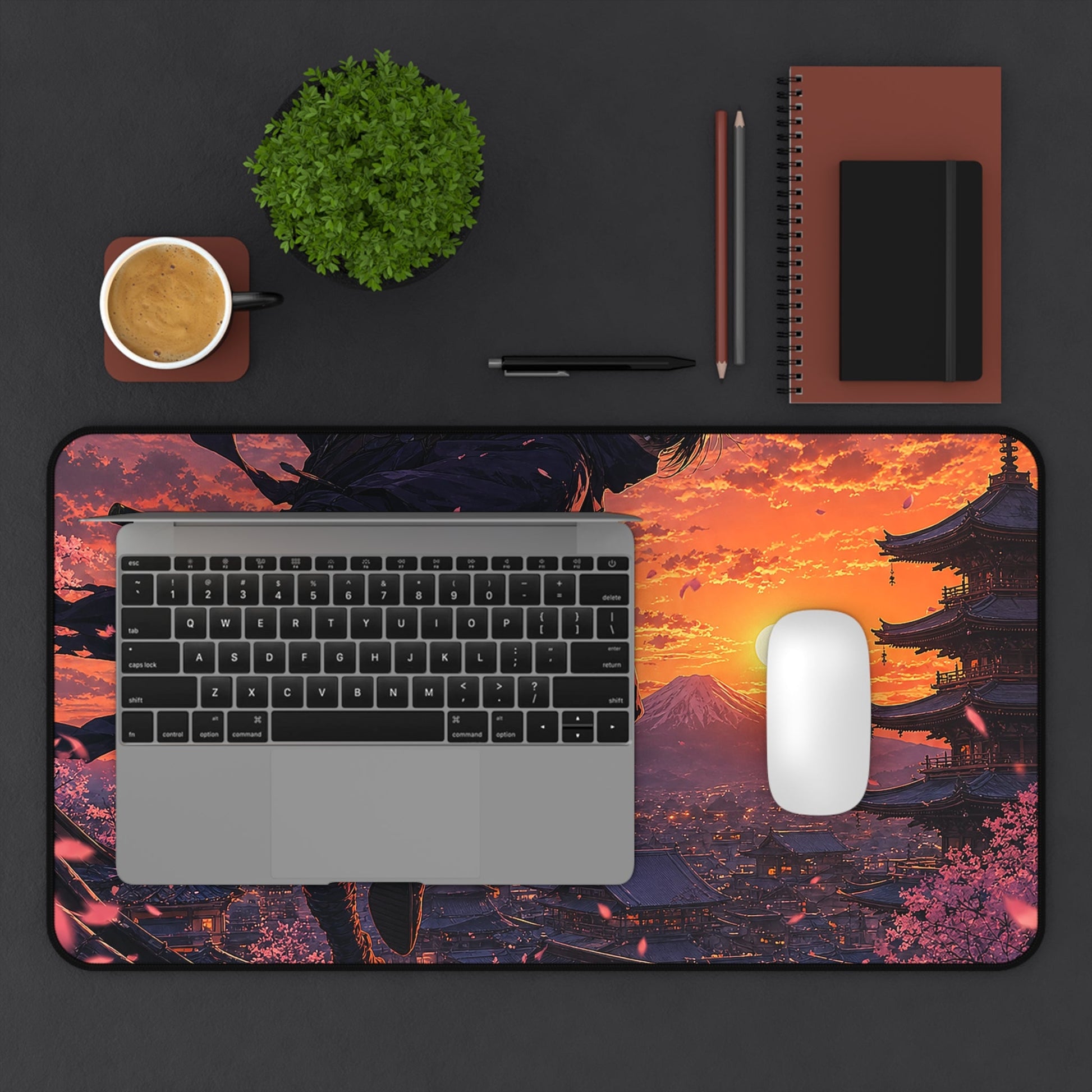 Ninjleaping Across Rooftops - Anime Manga Gaming Desk Mat - Moikas
