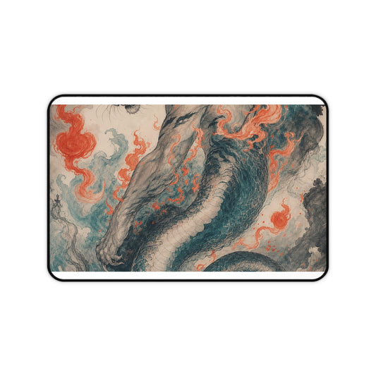 Nue With Tiger Body And Snake Tail - Japanese Mythology Gaming Desk Mat - Moikas