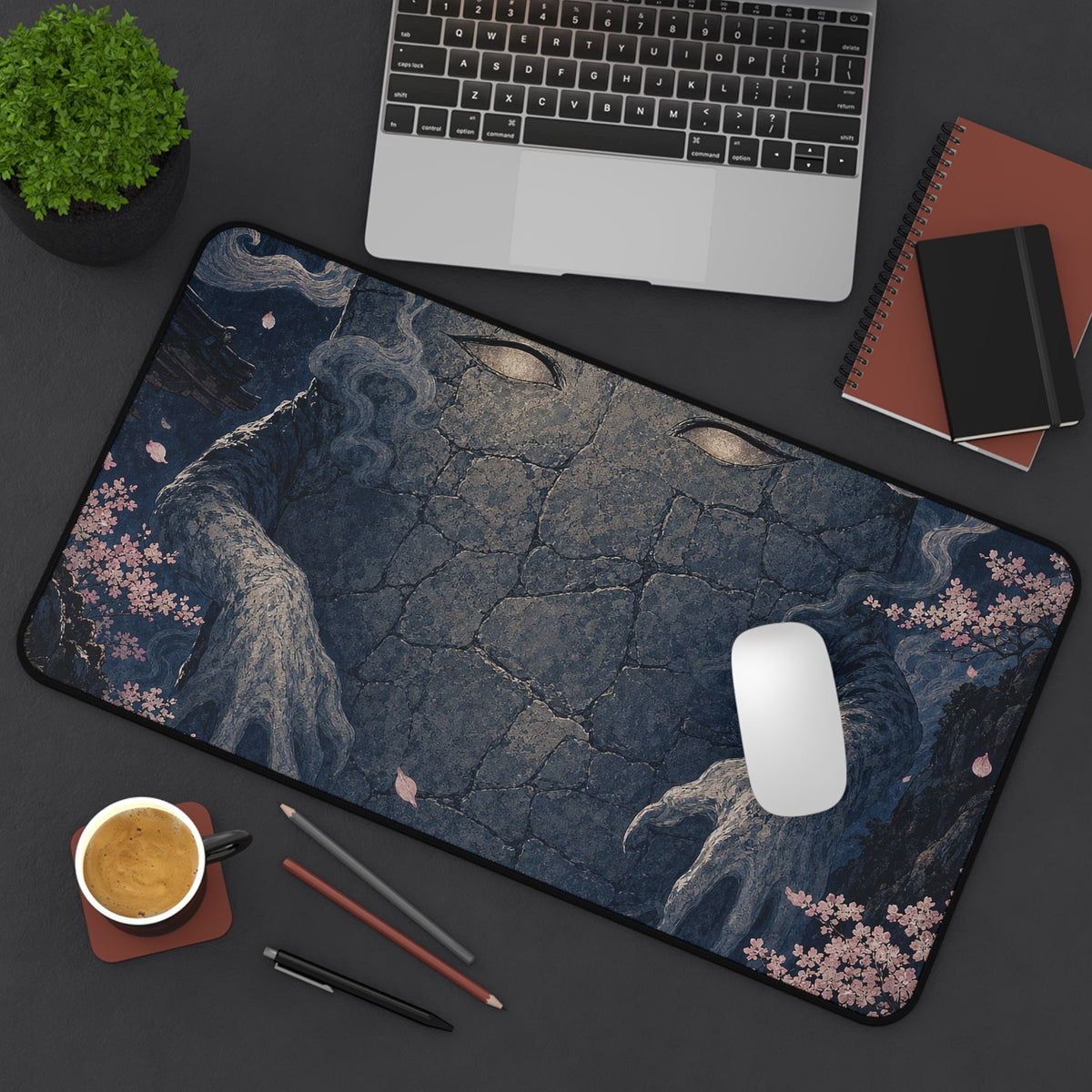 Nurikabe Wall Spirit Blocking Path - Japanese Mythology Gaming Desk Mat - Moikas