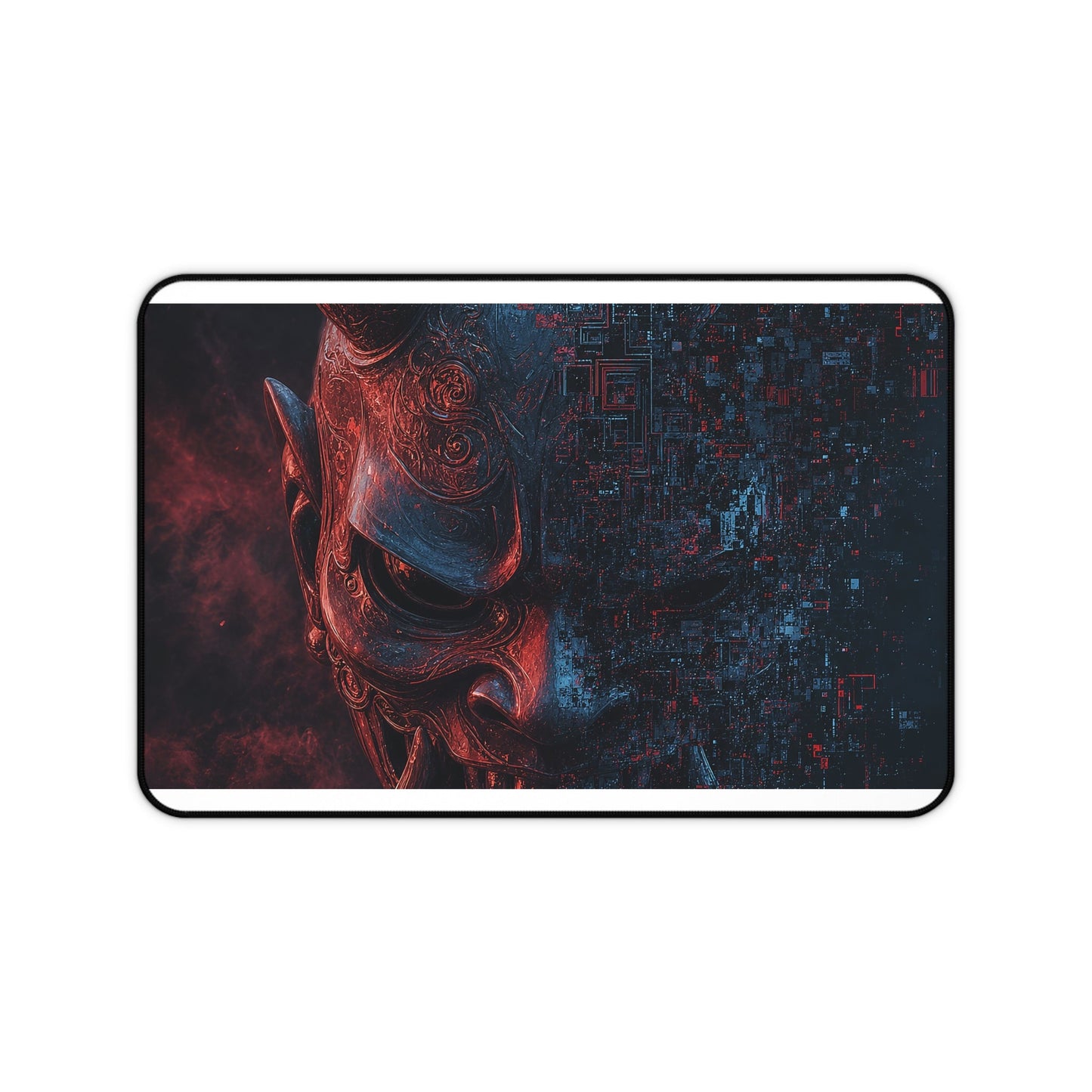 Oni Mask Dissolving Into Code - Sudoni Brand Gaming Desk Mat - Moikas