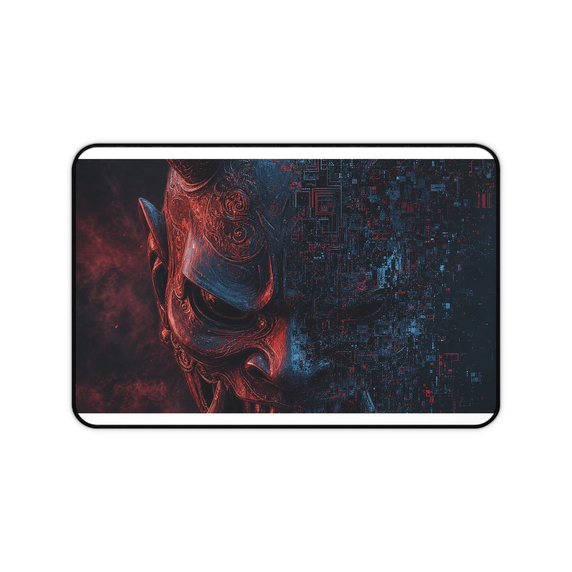 Oni Mask Dissolving Into Code - Sudoni Brand Gaming Desk Mat - Moikas
