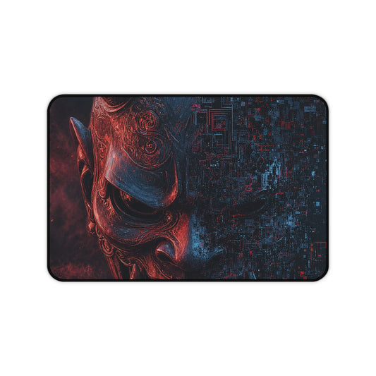 Oni Mask Dissolving Into Code - Sudoni Brand Gaming Desk Mat - Moikas