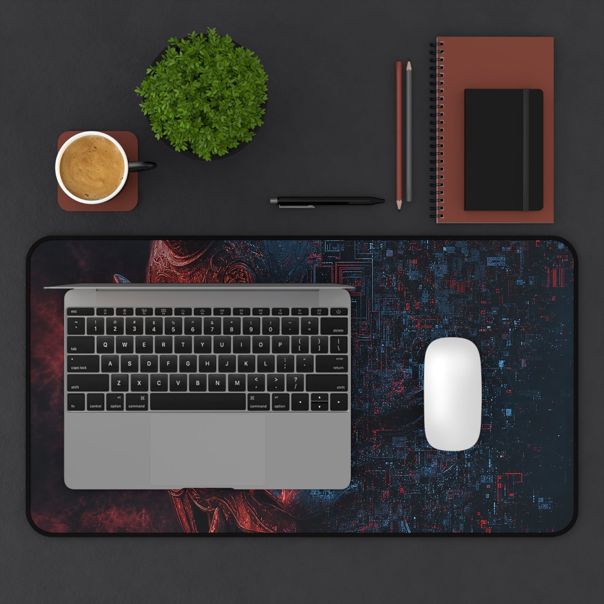 Oni Mask Dissolving Into Code - Sudoni Brand Gaming Desk Mat - Moikas
