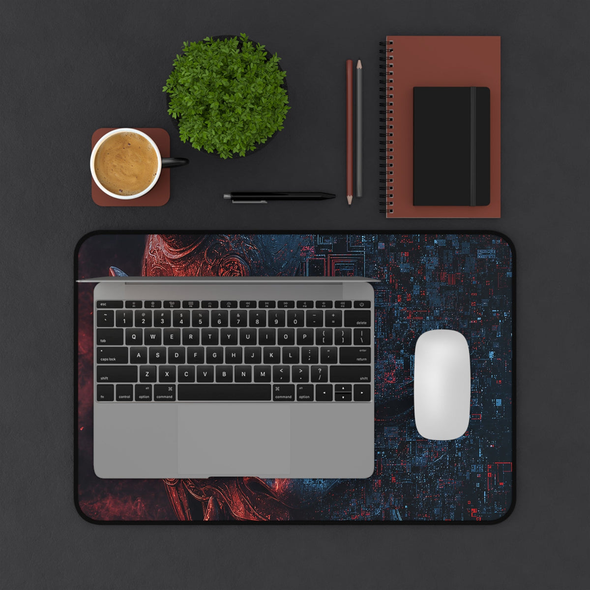 Oni Mask Dissolving Into Code - Sudoni Brand Gaming Desk Mat - Moikas