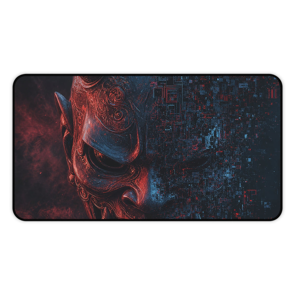 Oni Mask Dissolving Into Code - Sudoni Brand Gaming Desk Mat - Moikas