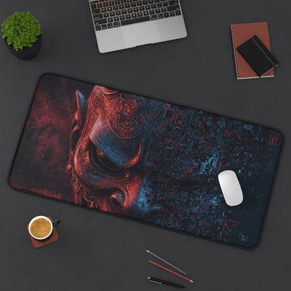 Oni Mask Dissolving Into Code - Sudoni Brand Gaming Desk Mat - Moikas