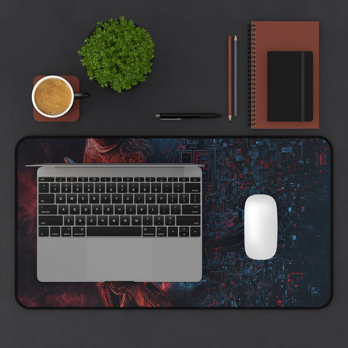 Oni Mask Dissolving Into Code - Sudoni Brand Gaming Desk Mat - Moikas