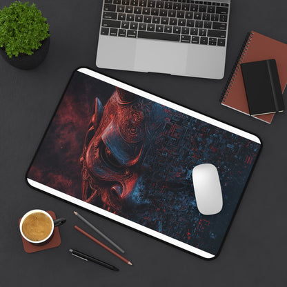 Oni Mask Dissolving Into Code - Sudoni Brand Gaming Desk Mat - Moikas