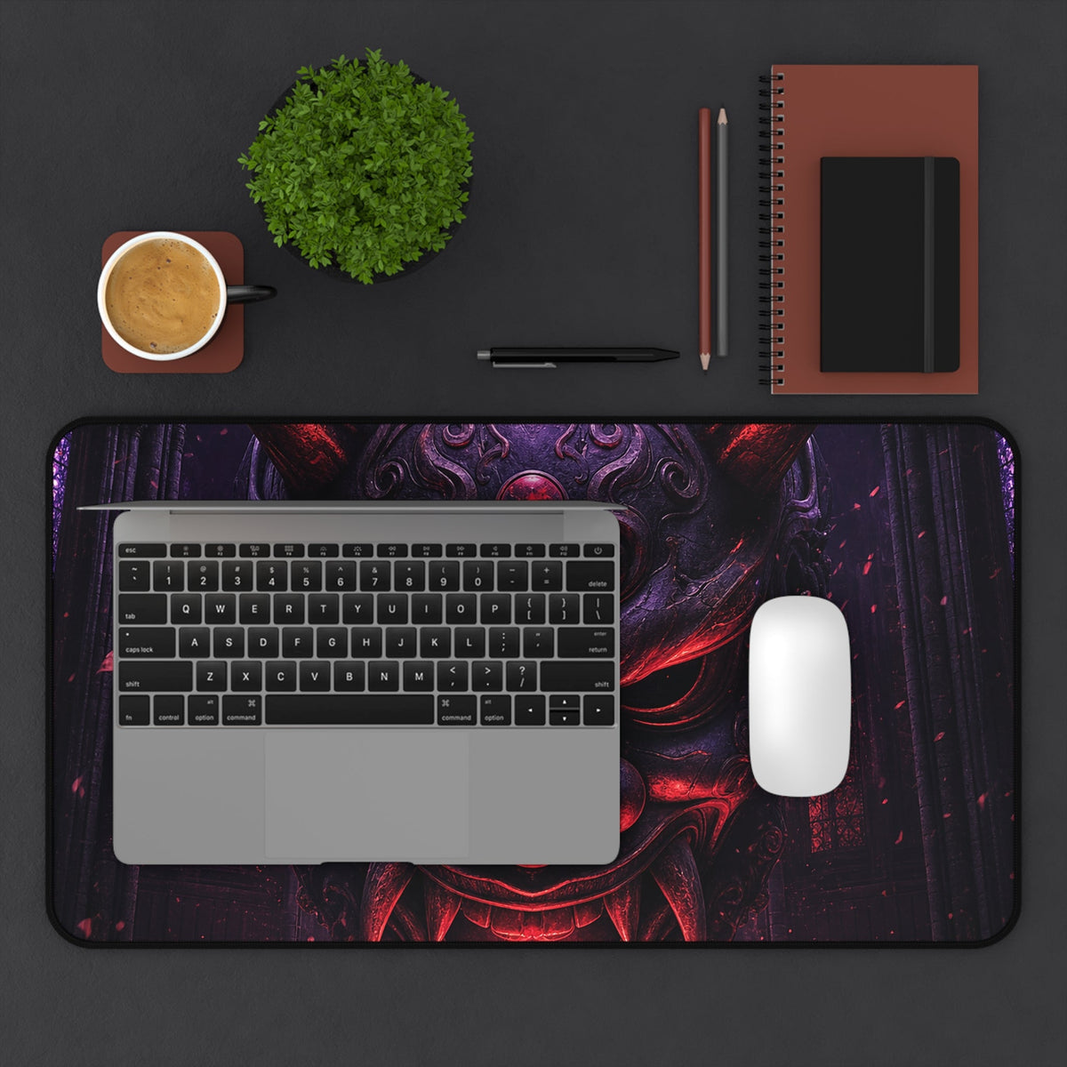 Oni Mask In Cathedral - Sudoni Brand Gaming Desk Mat - Moikas