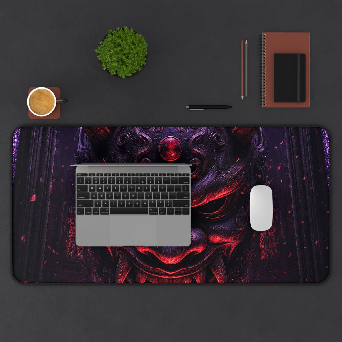 Oni Mask In Cathedral - Sudoni Brand Gaming Desk Mat - Moikas