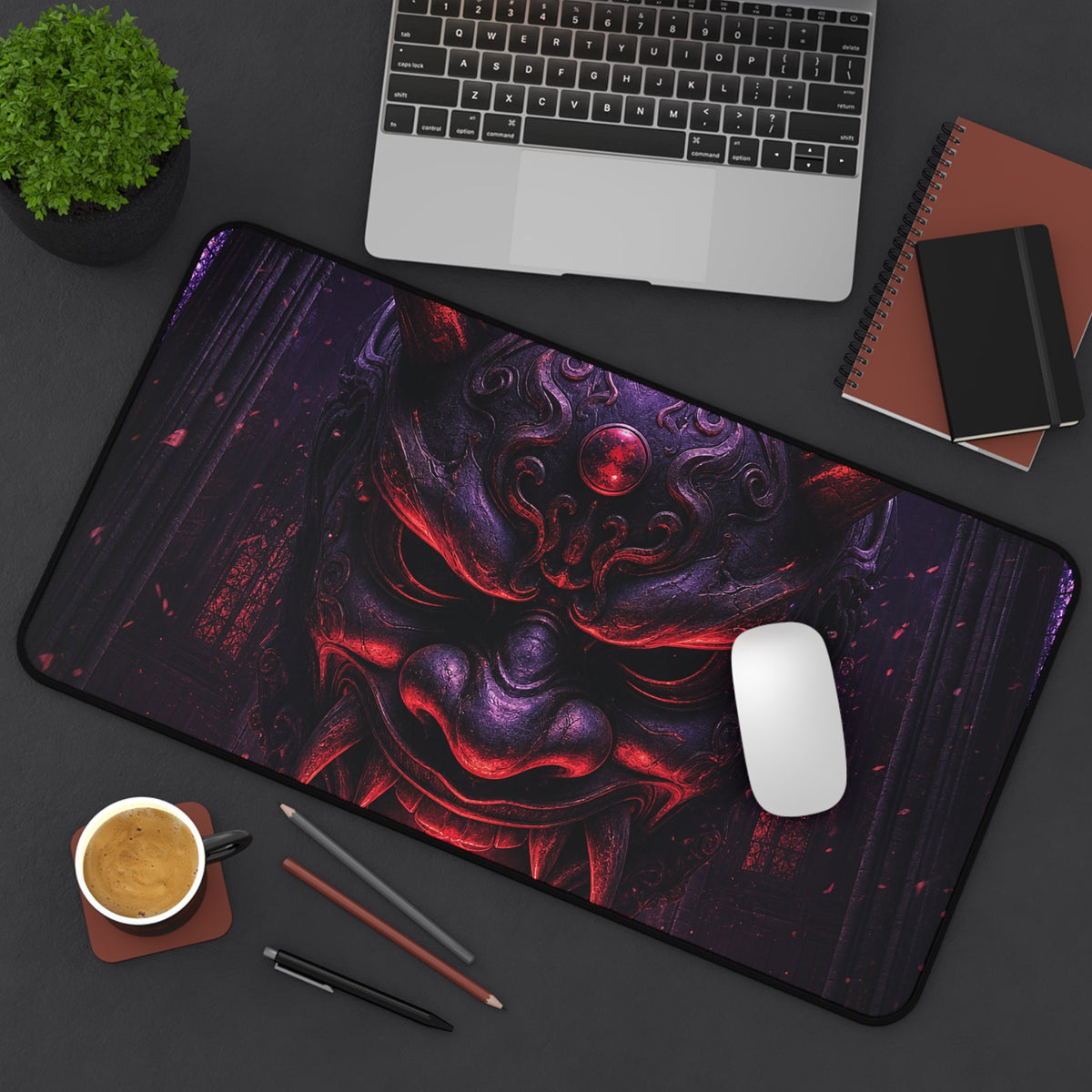 Oni Mask In Cathedral - Sudoni Brand Gaming Desk Mat - Moikas