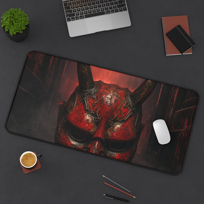 Oni Mask In Dark Corridor - Sudoni Brand Gaming Desk Mat - Moikas