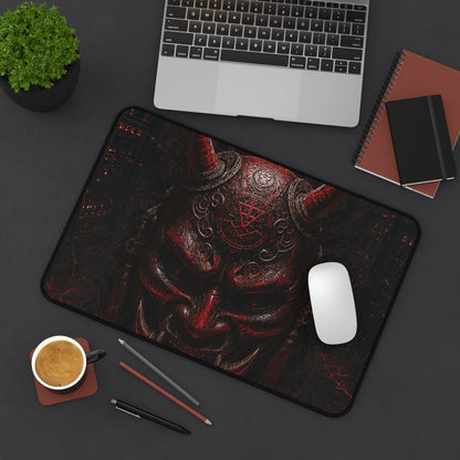 Oni Mask In Dark Server Room - Sudoni Brand Gaming Desk Mat - Moikas