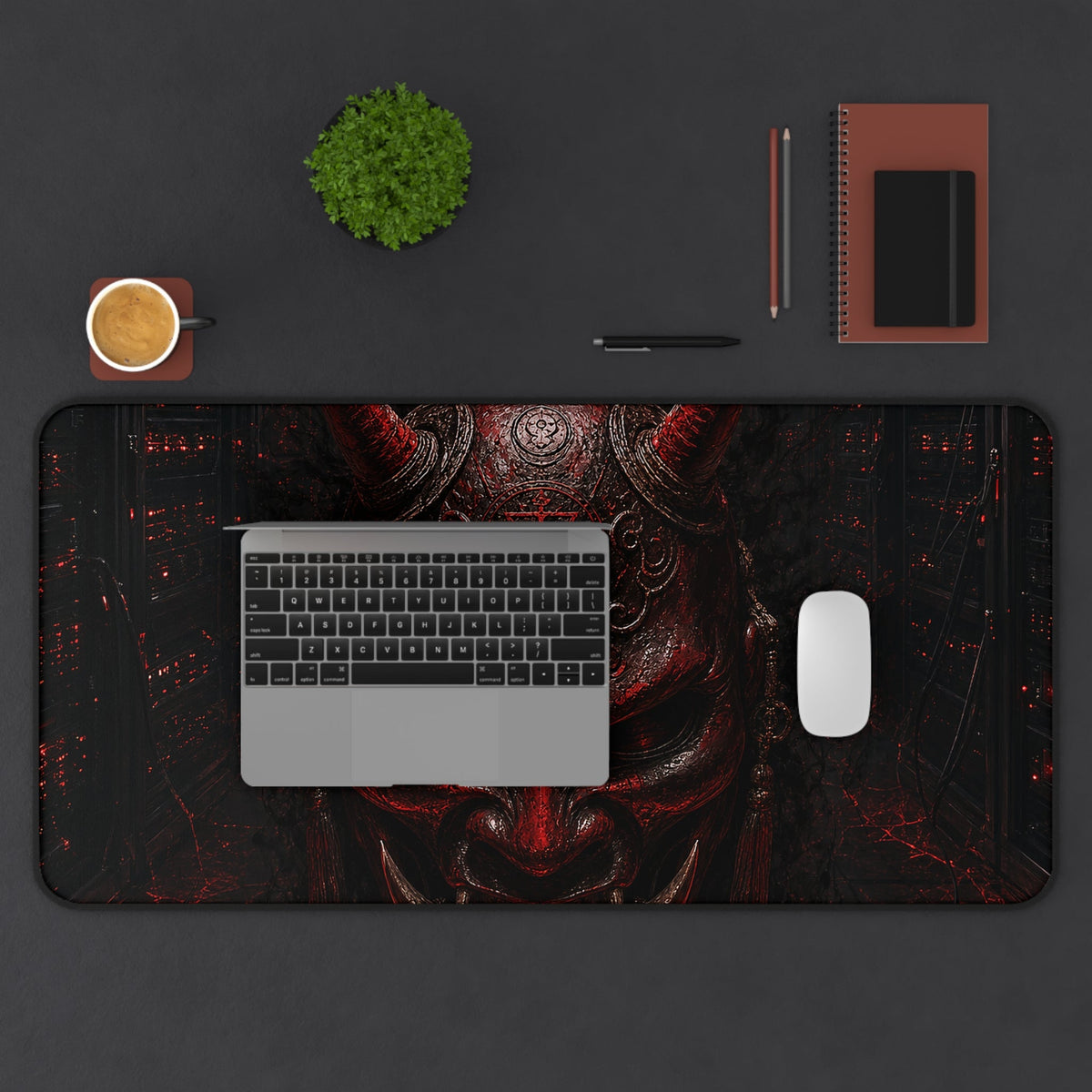 Oni Mask In Dark Server Room - Sudoni Brand Gaming Desk Mat - Moikas