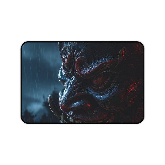 Oni Mask In Rain - Sudoni Brand Gaming Desk Mat - Moikas