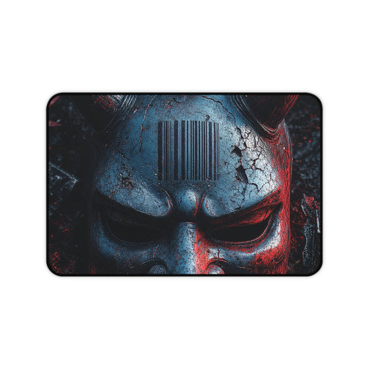 Oni Mask With Barcode - Sudoni Brand Gaming Desk Mat - Moikas