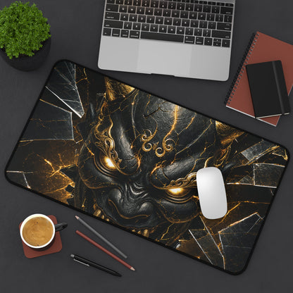 Oni Mask With Broken Glass - Sudoni Brand Gaming Desk Mat - Moikas